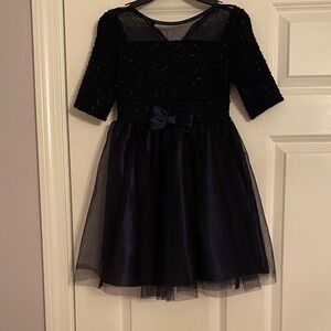 Zunie Navy Kids Dress with Bow